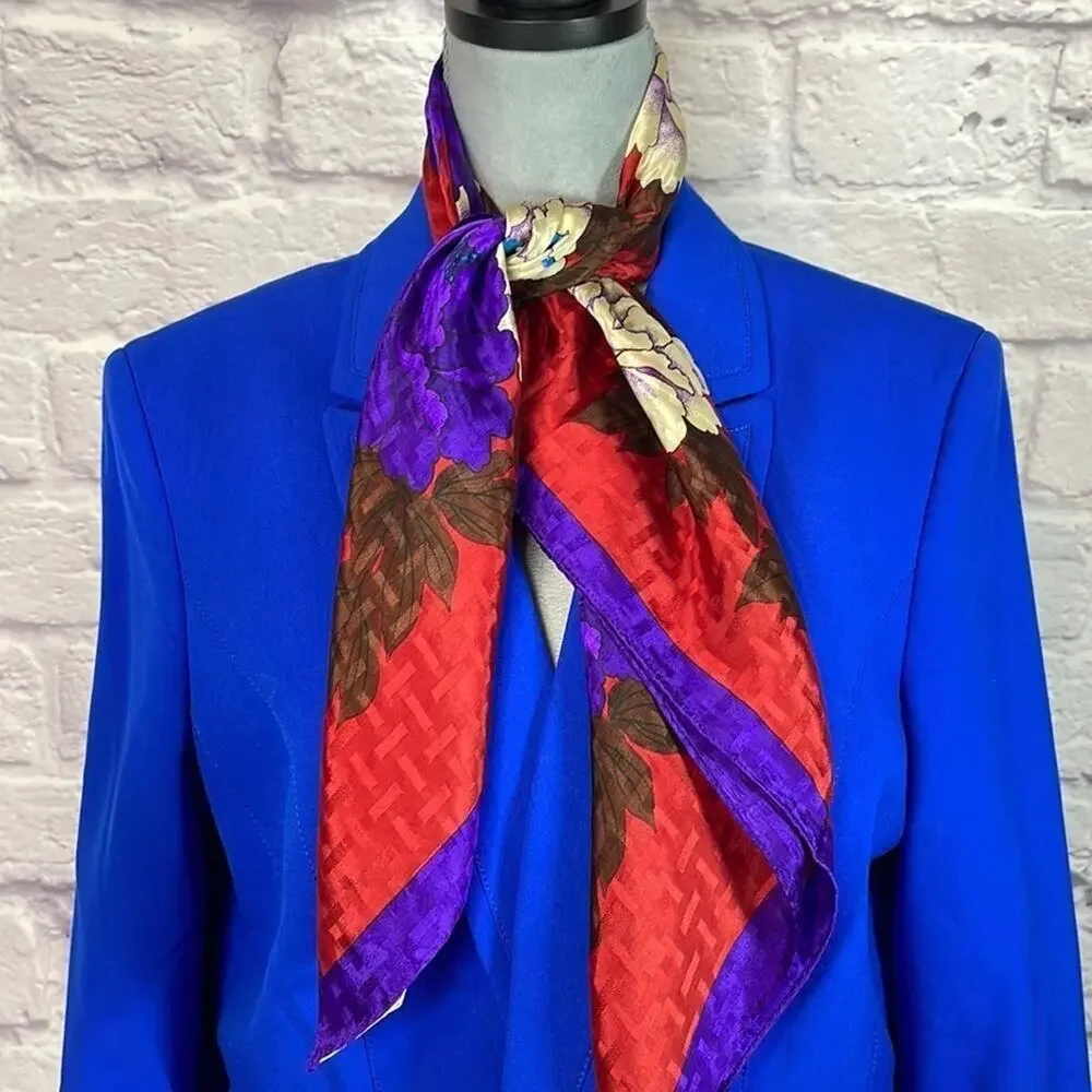 Vintage Elaine Gold floral silk scarf
